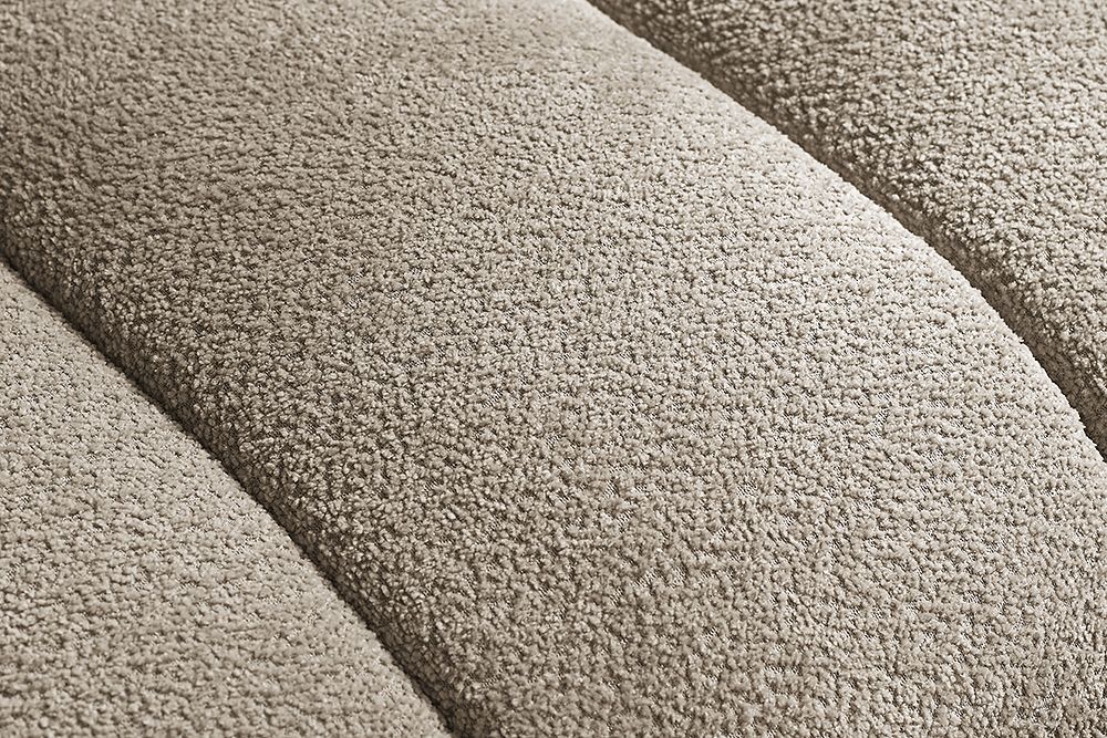 Moderner Hocker ADLON 100cm champagner greige Bouclé Federkern Fußhocker Sitzhocker