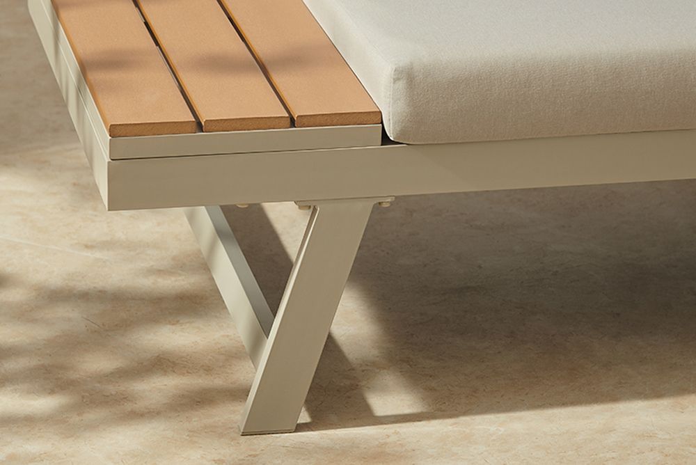 Verstellbare Gartenlounge MODULAR MIAMI 230cm champagner greige Gartensofa oder Gartenliege