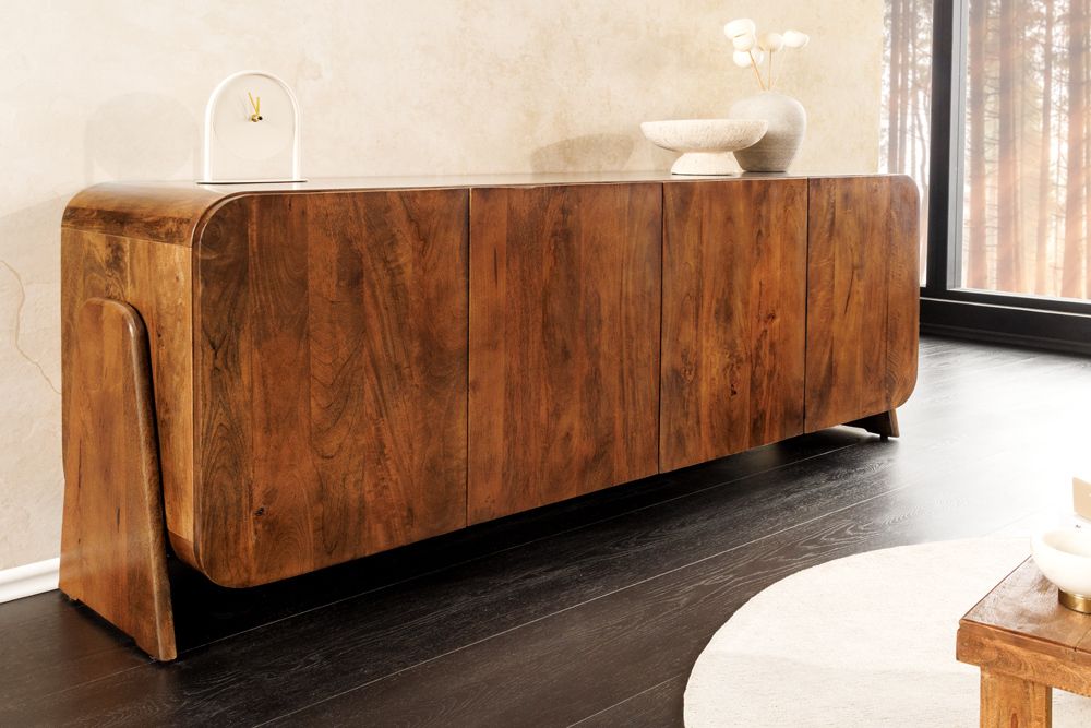 Massives Sideboard BRASIL 175cm braun Mangoholz sechs Fächer