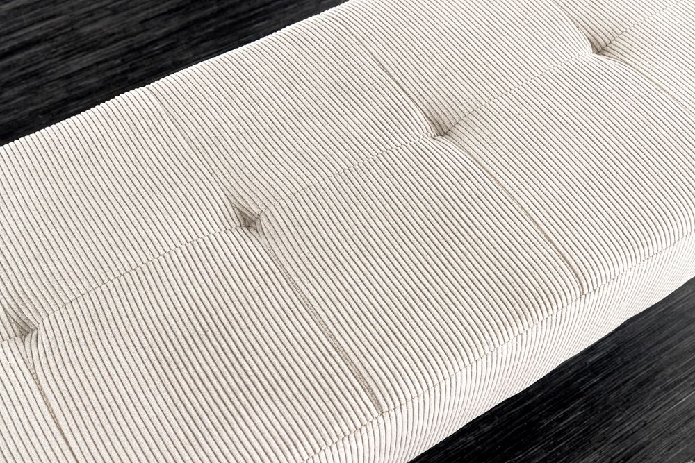 Design Sitzbank BOUTIQUE 100cm beige Cord schwarze Metallbeine Polsterbank