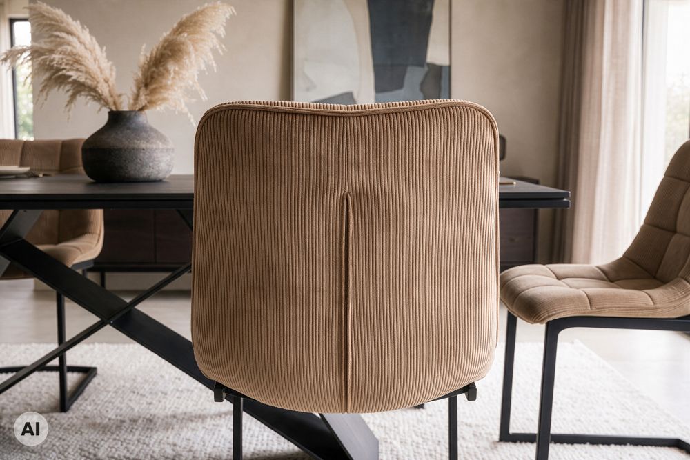 Freischwinger Stuhl MIAMI taupe Cord matt schwarz Metallgestell
