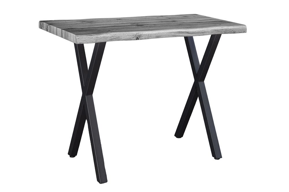 Industrial Bartisch WILD 120cm grau Wildeichen-Design schwarz Metall X-Gestell