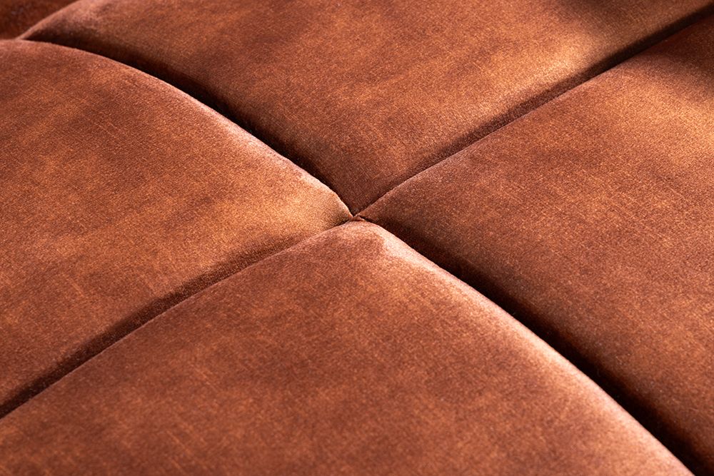 Schlafsofa BOUTIQUE 215cm rostbraun Samt 3-Sitzer mit mattschwarzen Füßen