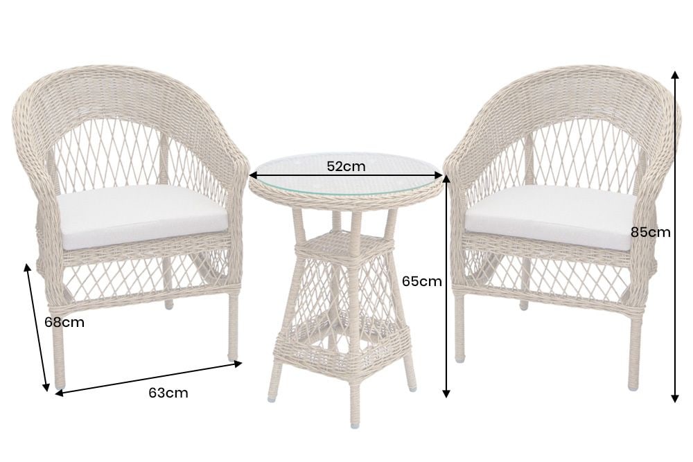 In- und Outdoor Garten-Set ELYSEE natur taupe Polyrattan Aluminium inkl. Tisch Kissen