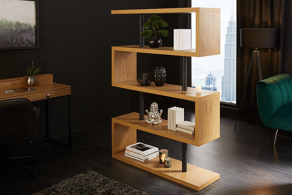 Design Regal SNAKE 165cm Eichenoptik Bücherregal mit fünf Böden
