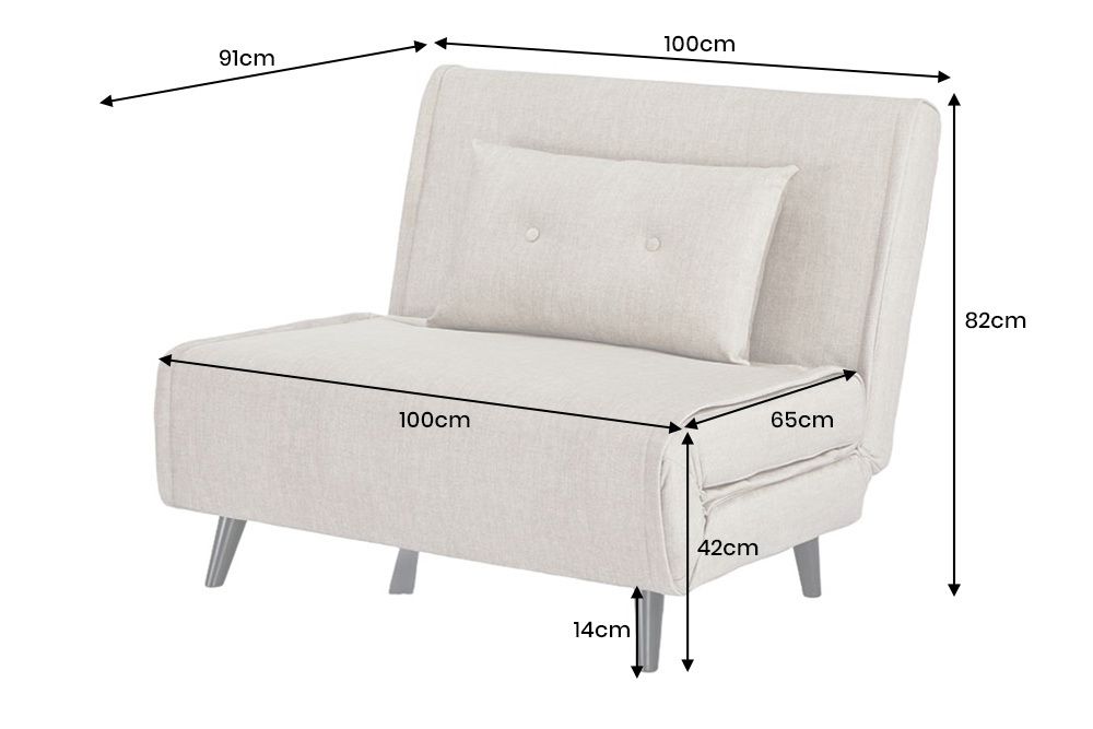 Schlafsessel SMART MULTIFUNCTION 100cm champagner beige Vogue Seiden Samtstoff