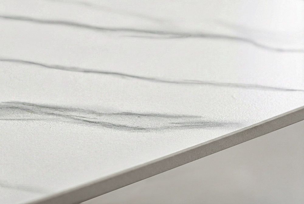 Design Couchtisch OSAKA 110cm weiß Keramik schwarz Sterngestell Metall