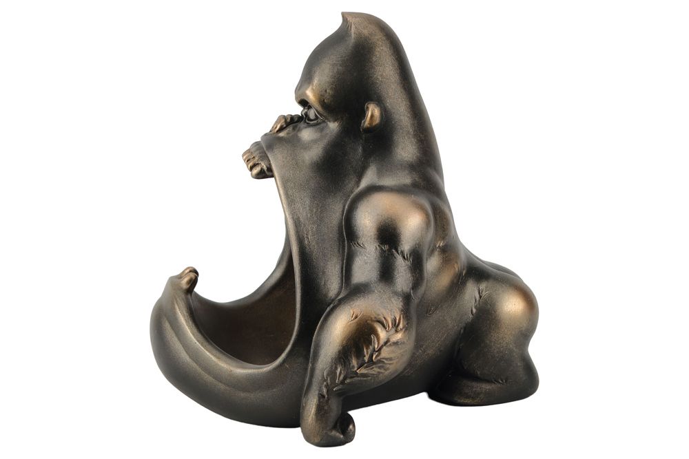Deko-Figur KING APE 25cm bronze mit Ablagefach handmade Schale