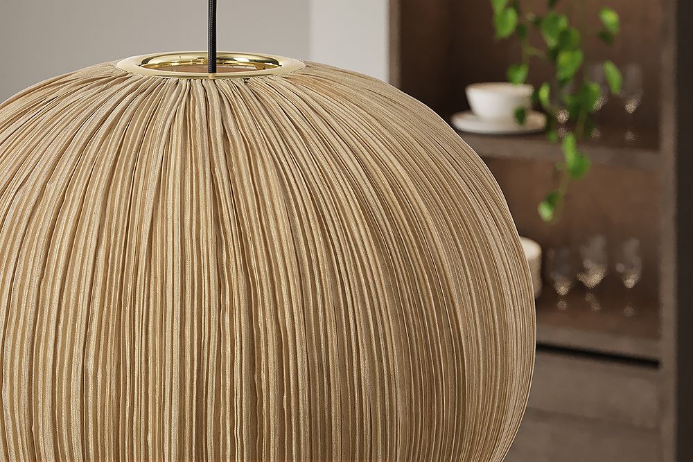 Runde Hängelampe ORGANIC 45cm natur Stoffschirm Boho
