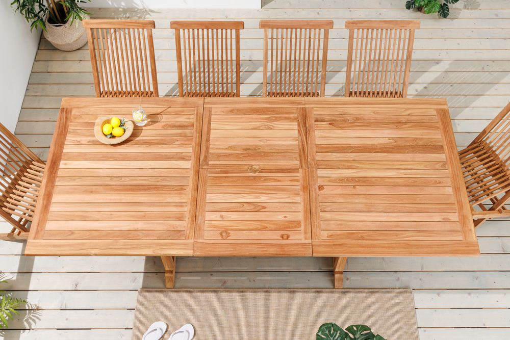 Ausziehbarer Gartentisch EMPIRE TEAK 170-230cm natur Teakholz massiv wetterfest