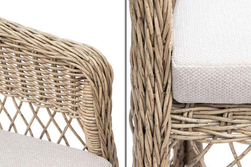 In- und Outdoor Garten-Set ELYSEE natur taupe Polyrattan Aluminium inkl. Tisch Kissen