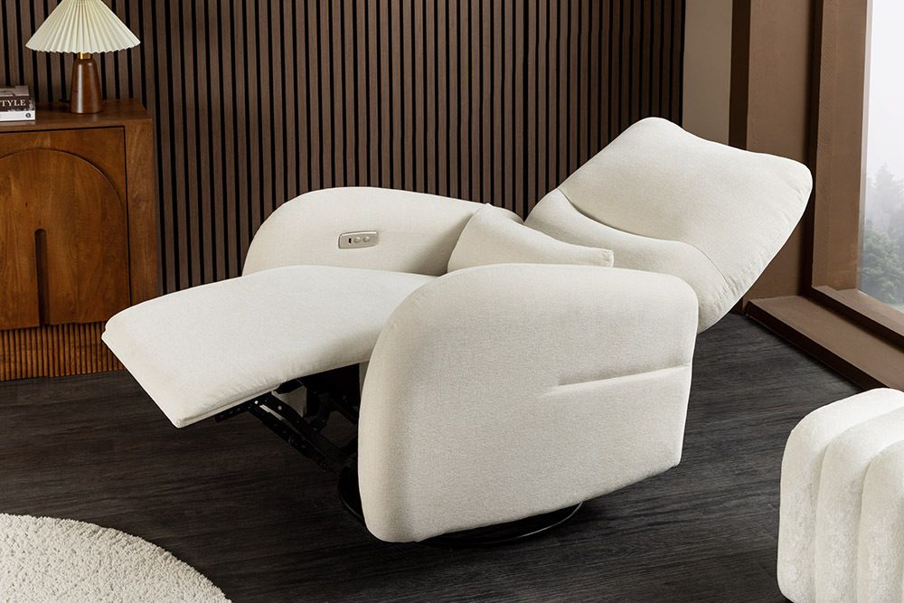 Elektrischer Kinosessel PRIORITY beige inkl. Kissen 360° drehbar mit USB-Anschluss