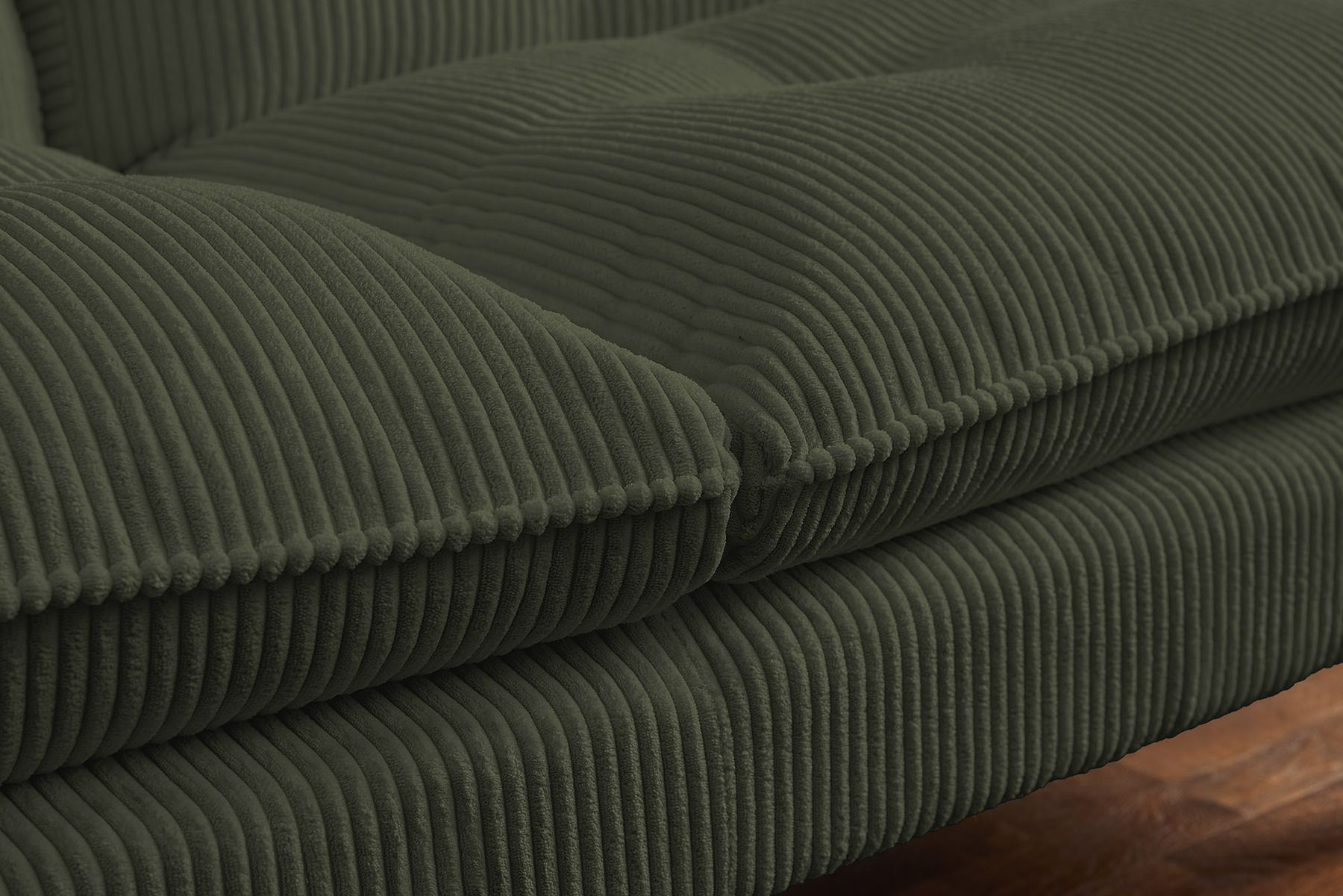 Modernes Schlafsofa COCOONING 190cm grün Cord 3-Sitzer Couch