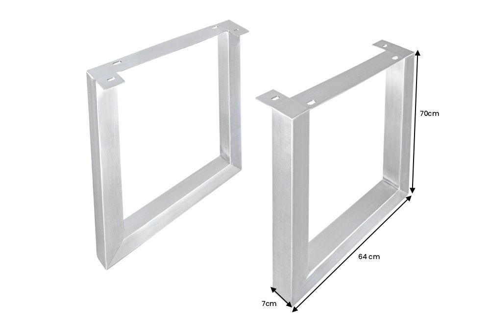 2er Set Tischgestell U-FRAME 70cm Edelstahl gebürstet matt Tischbeine Kufe Esstisch