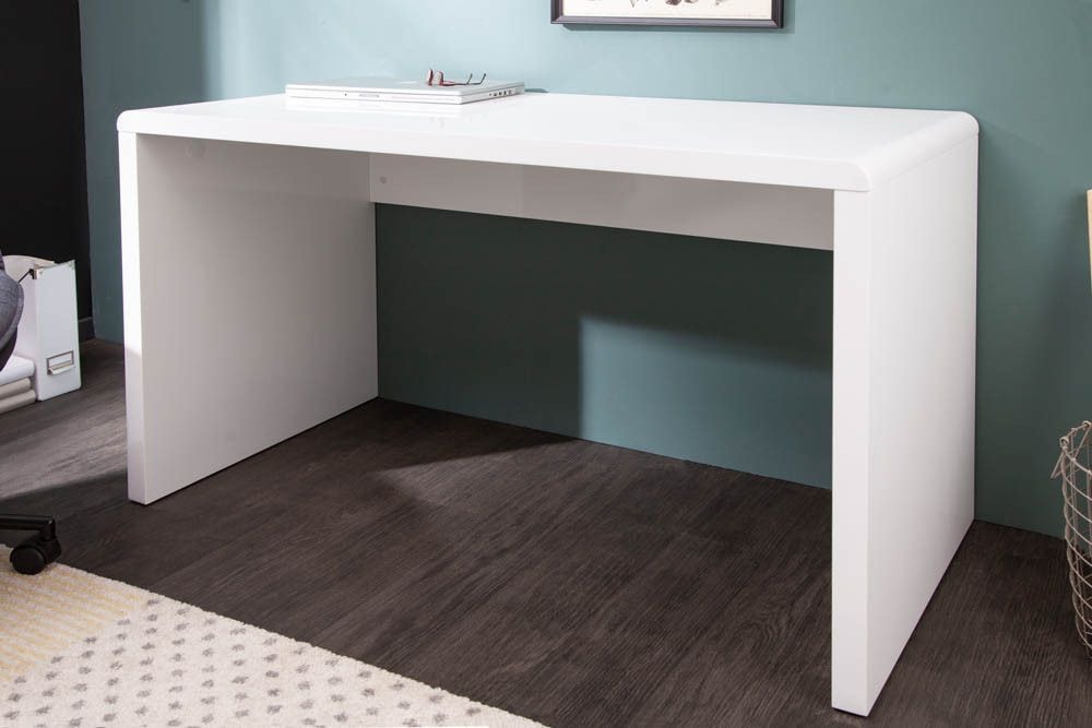 Design Schreibtisch FAST TRADE 120cm weiß Hochglanz Bürotisch