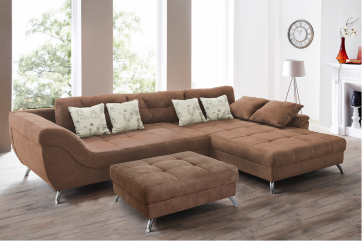 Design Hocker zur Wohnlandschaft GENESIS Microfaser Light Coffee | Riess-Ambiente.de
