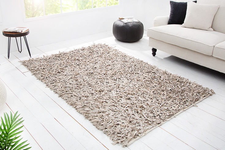 Leder Teppich 140x200cm Weiss Natur Riess Ambiente De
