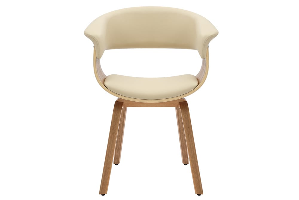 Design Stuhl ORGANIC natur Eiche creme beige Kunstleder mit Armlehnen
