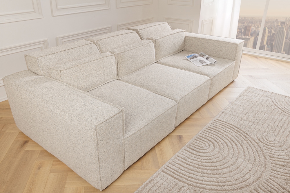3-Sitzer Sofa BOSSA NOVA 260cm beige ocean Strukturstoff Couch inkl. Kissen