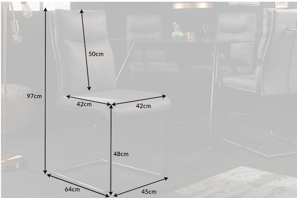 Moderner Freischwinger Stuhl COMFORT grau mit Komfortgriff