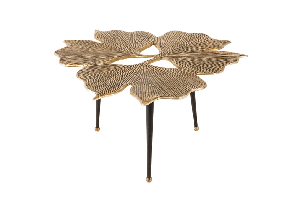 Dekorativer Couchtisch GINKGO LEAFS 75cm gold handmade Metall