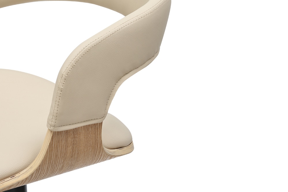 Höhenverstellbarer Barhocker MANHATTAN natur Eiche creme beige Kunstleder drehbar