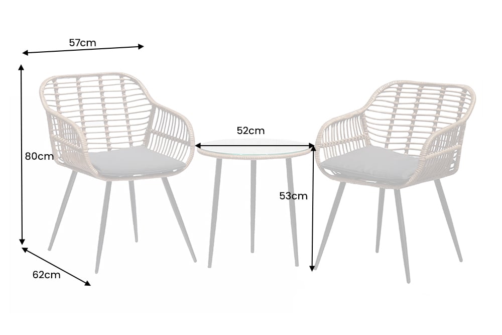 In- und Outdoor Bistro Balkon-Set PARIS braun Polyrattan Sitzgruppe wetterfest mit Tisch
