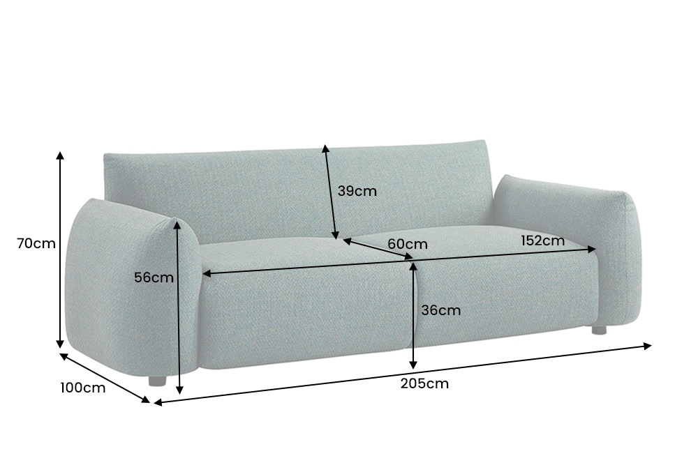 In- und Outdoor Sofa SEAHAWK 205cm türkis Aluminium Olefin wetterfest 2-Sitzer Couch