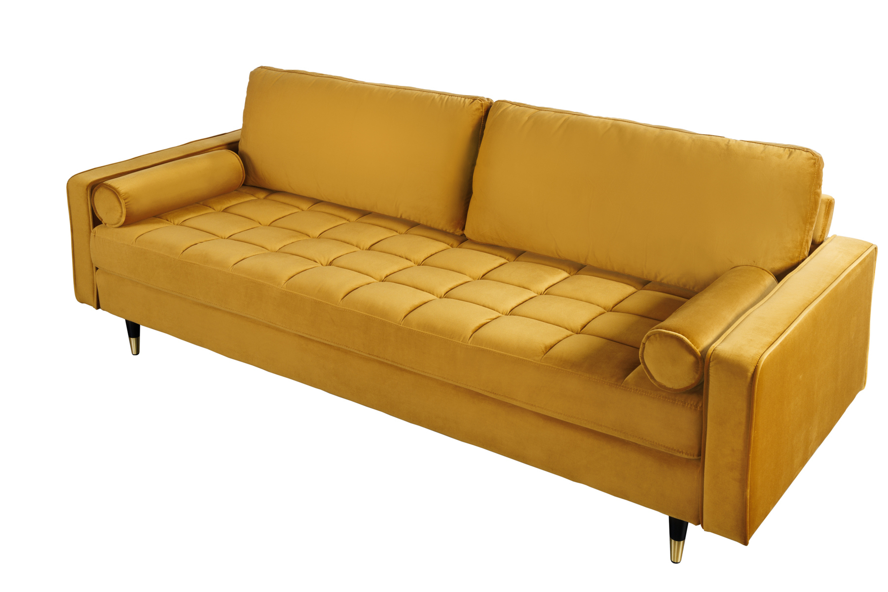 Design 3-Sitzer Sofa COZY VELVET 220cm senfgelb Samt Federkern
