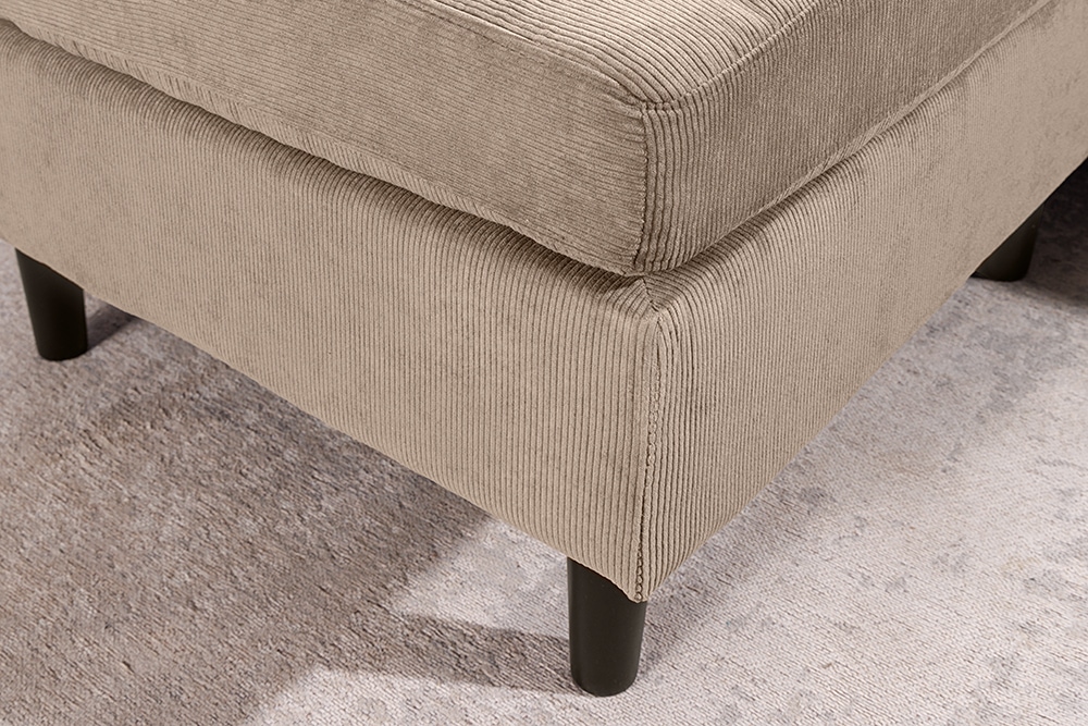 Retro Ecksofa STOCKHOLM 220cm taupe Cord Federkern 3-Sitzer