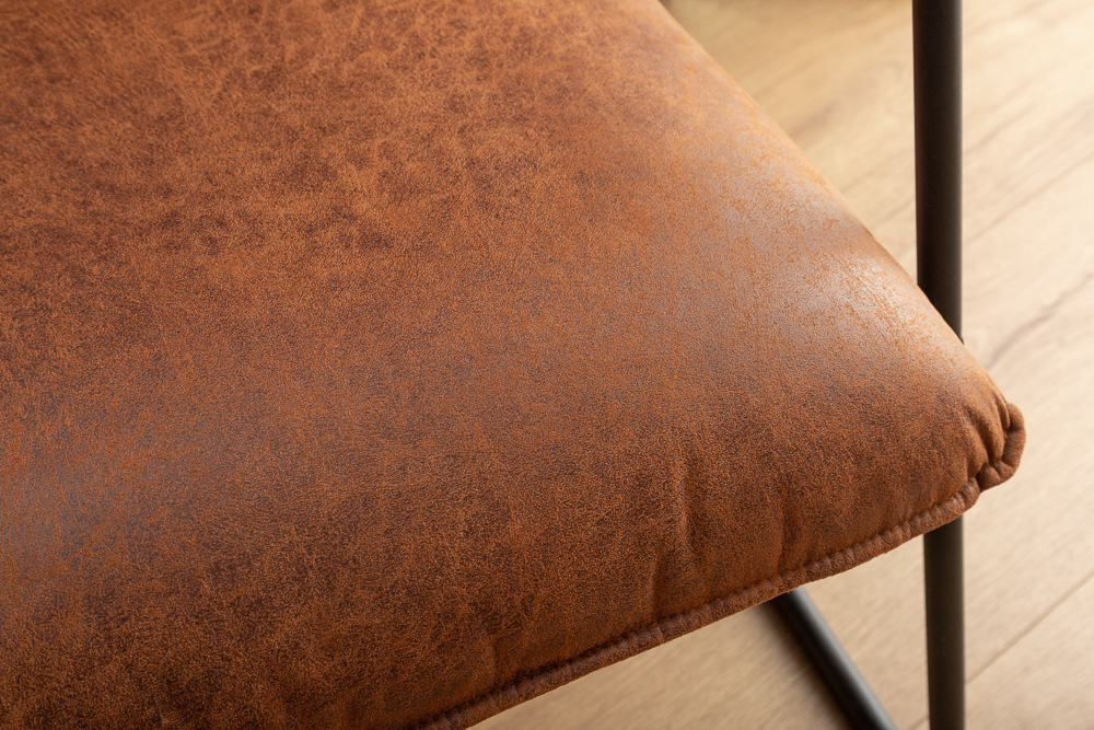 Retro Lounge Sessel MUSTANG LOUNGER antik hellbraun mit Ziersteppung