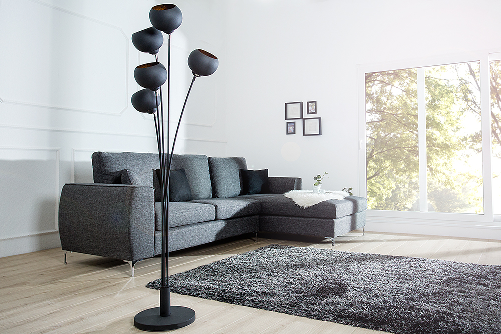 Elegante Design Stehlampe MAGMA 170cm schwarz gold Stehleuchte