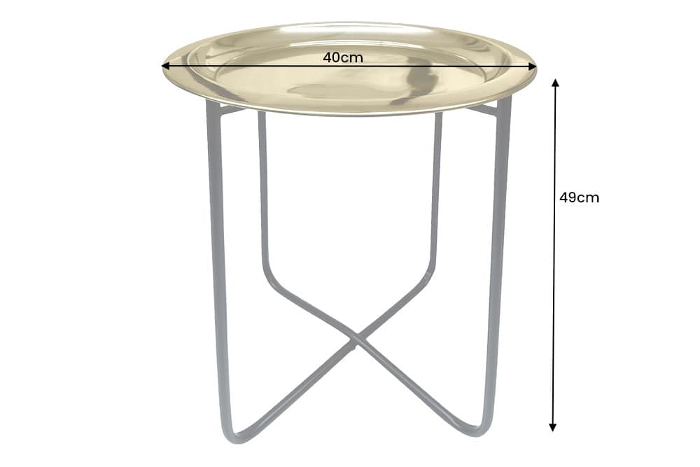 Runder Beistelltisch CASABLANCA 50cm messing gold schwarz Tablett abnehmbar klappbar