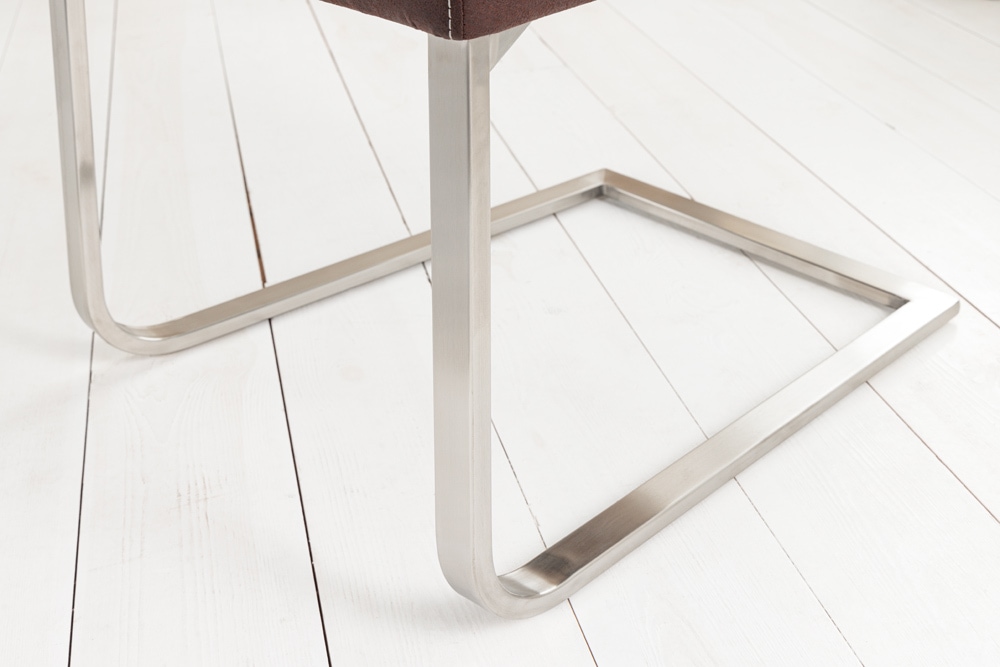 Freischwinger Stuhl SAMSON dark coffee Edelstahlrahmen mit Komfortgriff