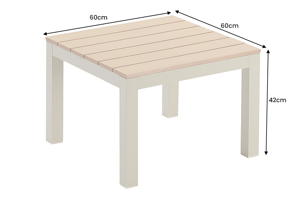 Outdoor Gartentisch ORLANDO LOUNGE 60cm greige natur Aluminium wetterfest