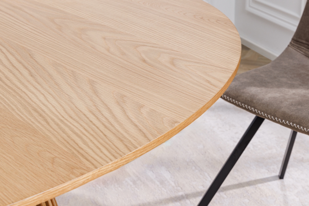 Runder Esstisch VALHALLA WOOD 140cm natur Eichenholz Säulenfuß