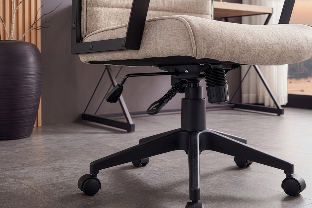 Höhenverstellbarer Bürostuhl LAZIO taupe Vogue Velours Samt drehbar mit Rollen