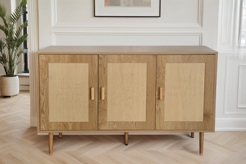 Design Sideboard VIENNA 120cm natur Wiener Geflecht Kommode