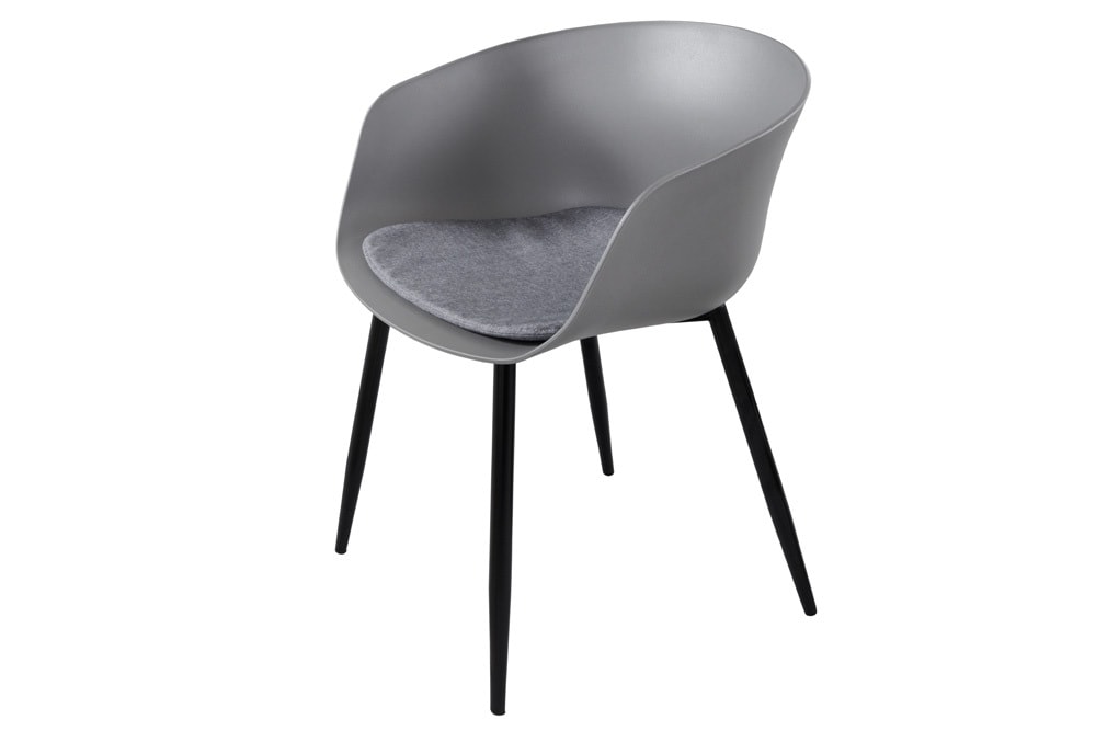 Moderner Stuhl DESIGNO grau Kunststoff Gartenstuhl mit Armlehnen Indoor Outdoor