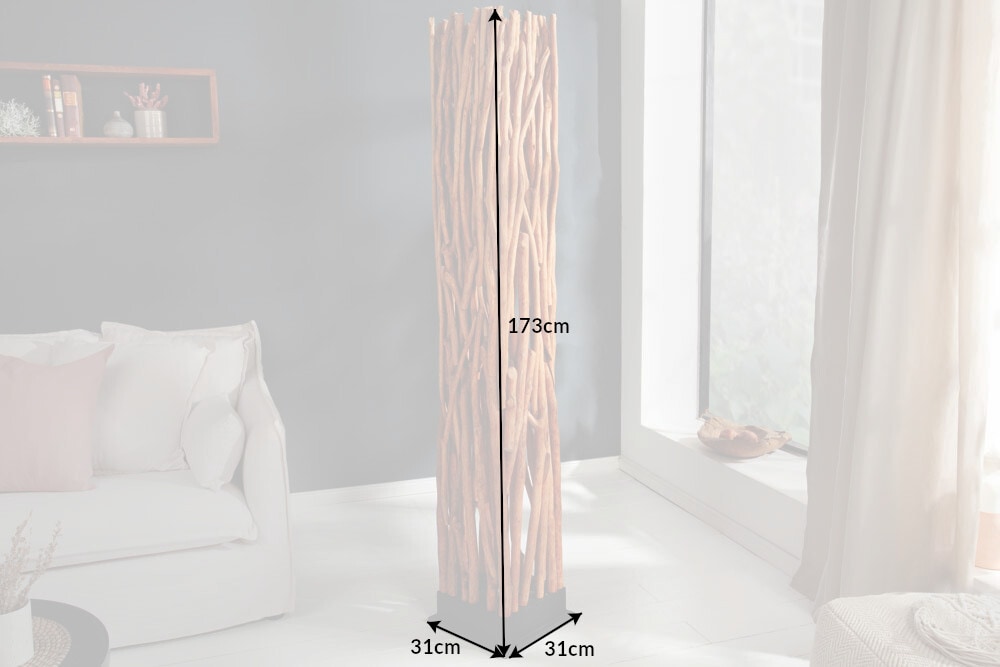 Handgefertigte Stehlampe NATURE ART 173cm aus Longan-Massivholz