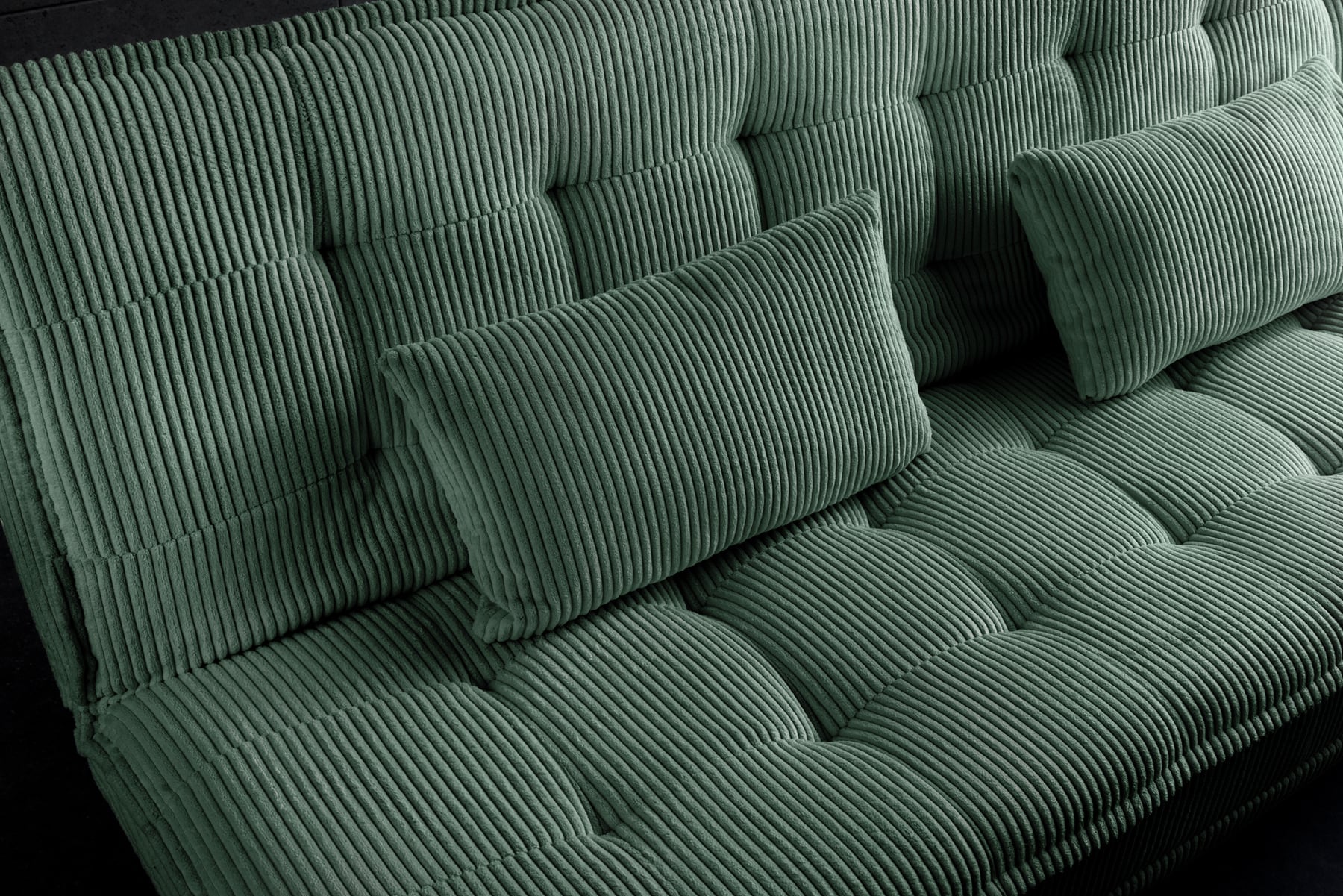 Modernes Schlafsofa JAZZ 190cm grün Cord 3-Sitzer Couch