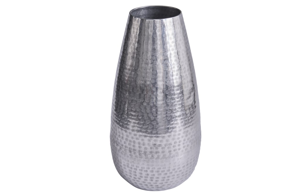 Elegante Vase ORIENT 50cm silber im Grid Hammerschlag Design