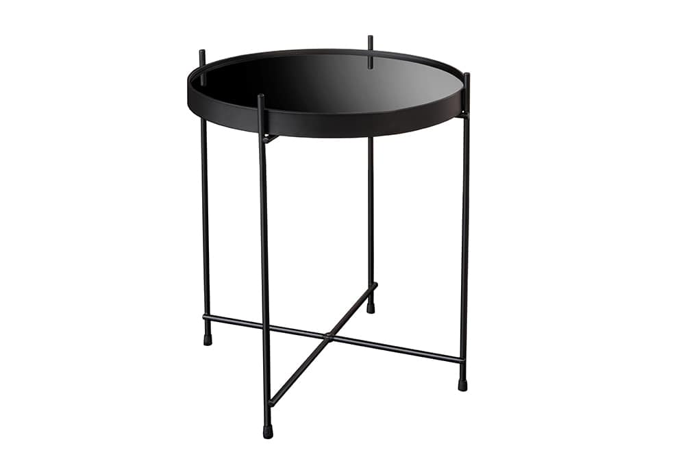 Runder Couchtisch ELEGANCE 45cm anthrazit Glas schwarz Metallgestell
