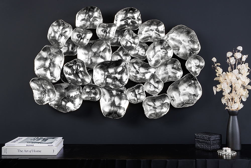 Moderne Wanddekoration VARIATION 105cm silber Metall handmade Moderne Wanddekoration VARIATION 105cm silber Metall handmade