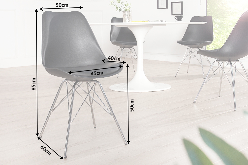 Retro Stuhl SCANDINAVIA MEISTERSTÜCK schwarz verchromtes Gestell