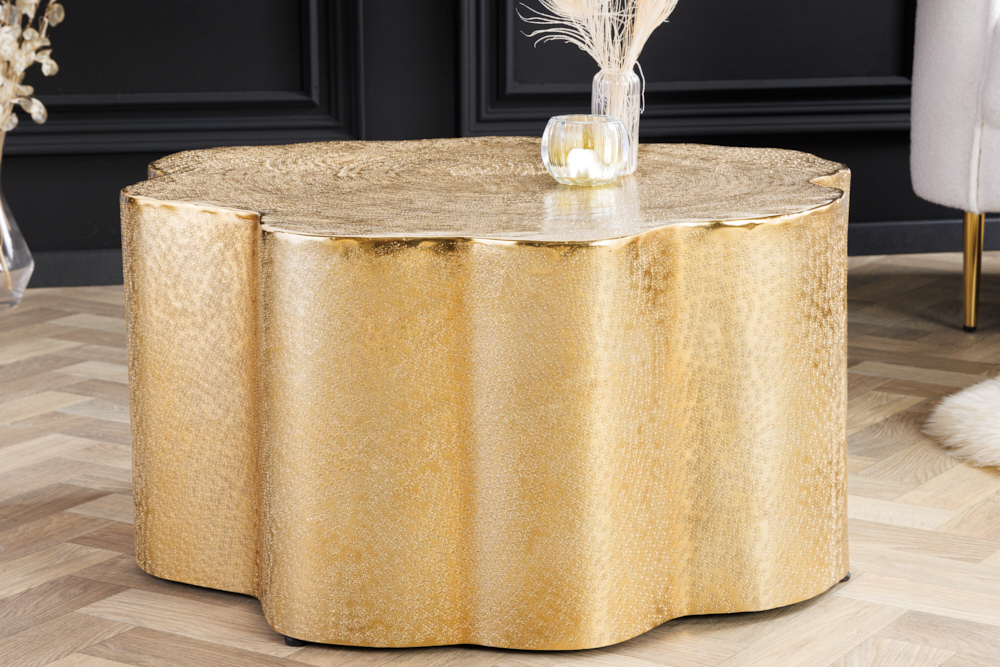 Design Couchtisch ORGANIC ORIENT 75cm gold Handarbeit