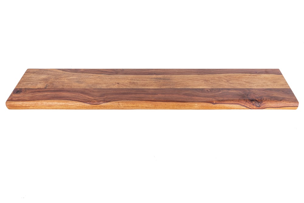 Massives Wandregal MAMMUT 80cm braun Sheesham stone finish Regalbrett mit Baumkante