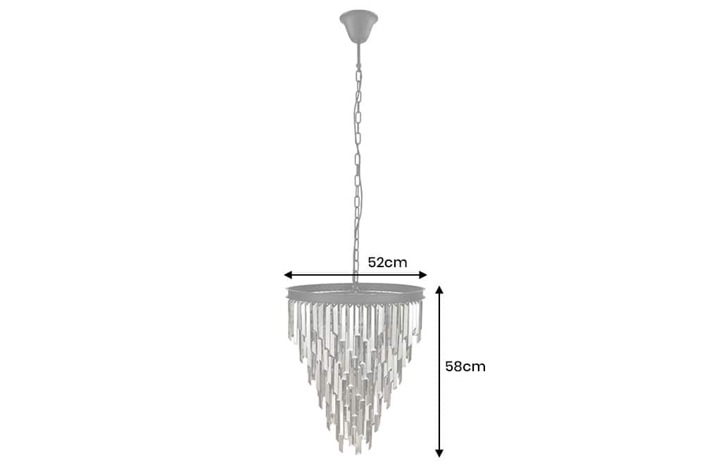 Luxus Kronleuchter KRISTALL 50cm grau mit Glasprismen schwarz Eisen Hängelampe