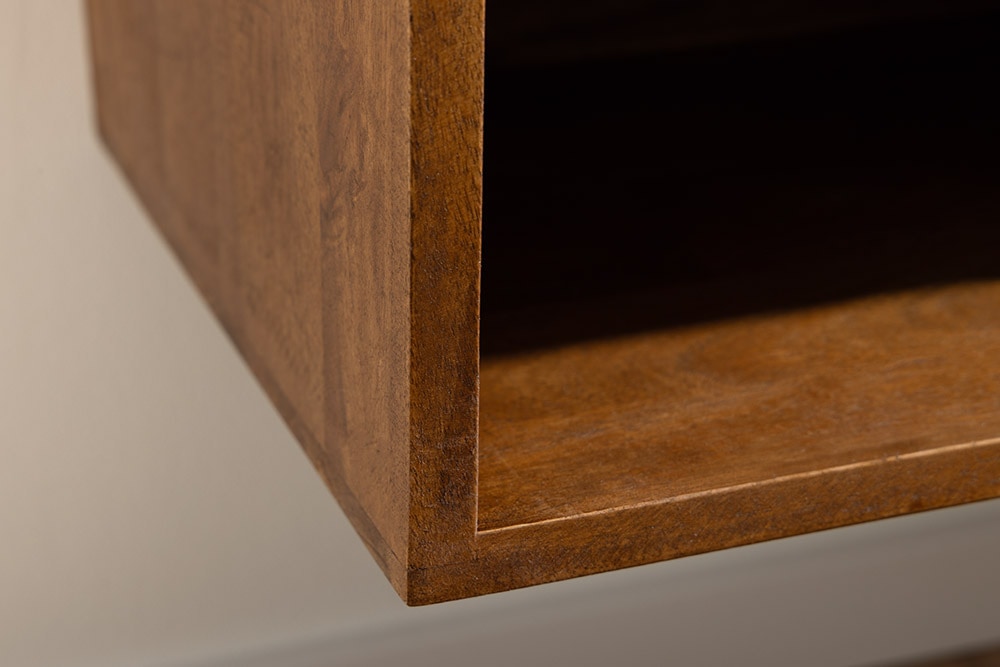 Hängender Nachttisch PURE 50cm braun Mangoholz honey finish Wandregal Schublade