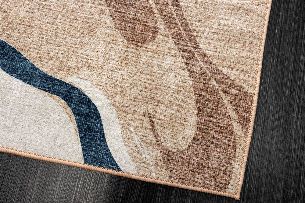 Moderner XXL Teppich EARTH 350x235cm braun beige blau Flachgewebe Indoor-Teppich